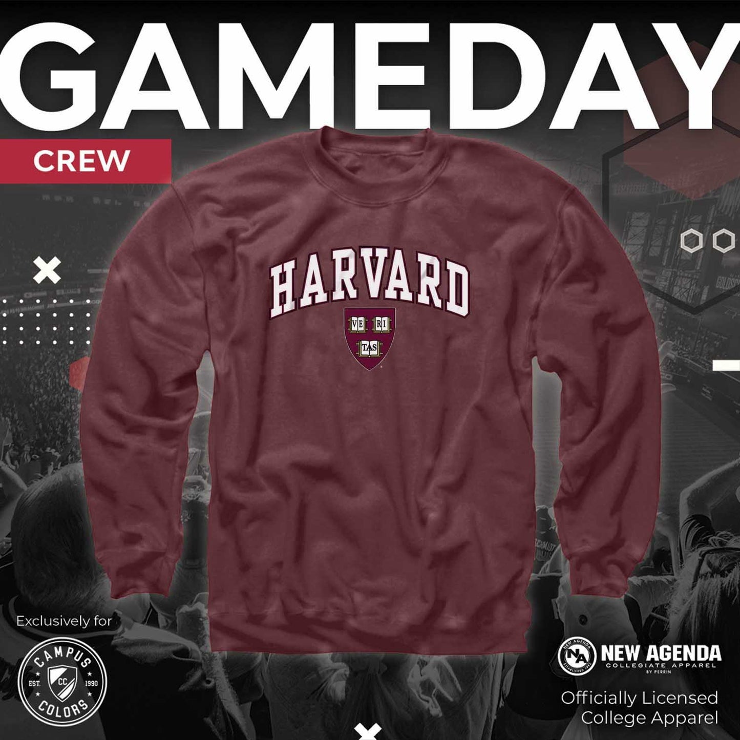 Harvard Crimson Campus Colors Adult Arch & Logo Soft Style Gameday Crewneck Sweatshirt  - Maroon