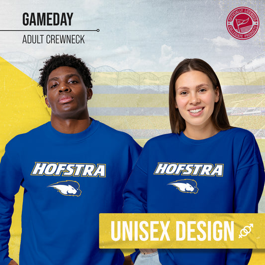 Hofstra Pride Adult Arch & Logo Soft Style Gameday Crewneck Sweatshirt - Royal