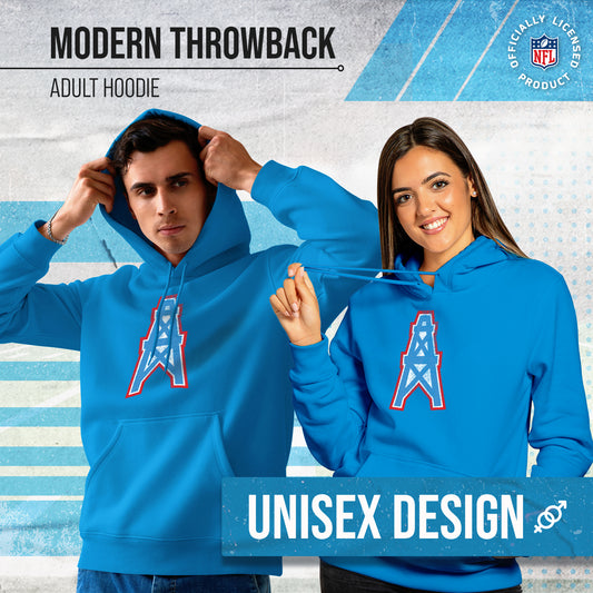 Houston Oilers NFL Adult Unisex Modern Throwback Ultra Soft Fleece Hooded Sweatshirt - Light Blue
