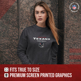 Houston Texans Women's NFL Football Helmet Charcoal Slouchy Crewneck -Tagless Lightweight Pullover - Charcoal