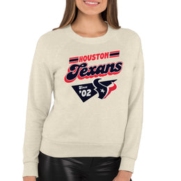 Houston Texans NFL Womens Groovy Retro Slouchy Crewneck - Off White