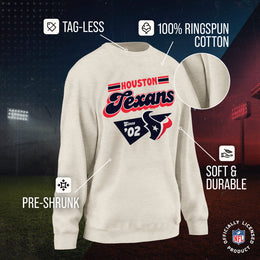 Houston Texans NFL Womens Groovy Retro Slouchy Crewneck - Off White