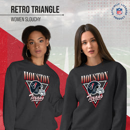 Houston Texans NFL Womens Retro Triangle Slouchy Crewneck - Heather Charcoal