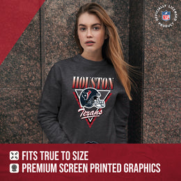 Houston Texans NFL Womens Retro Triangle Slouchy Crewneck - Heather Charcoal