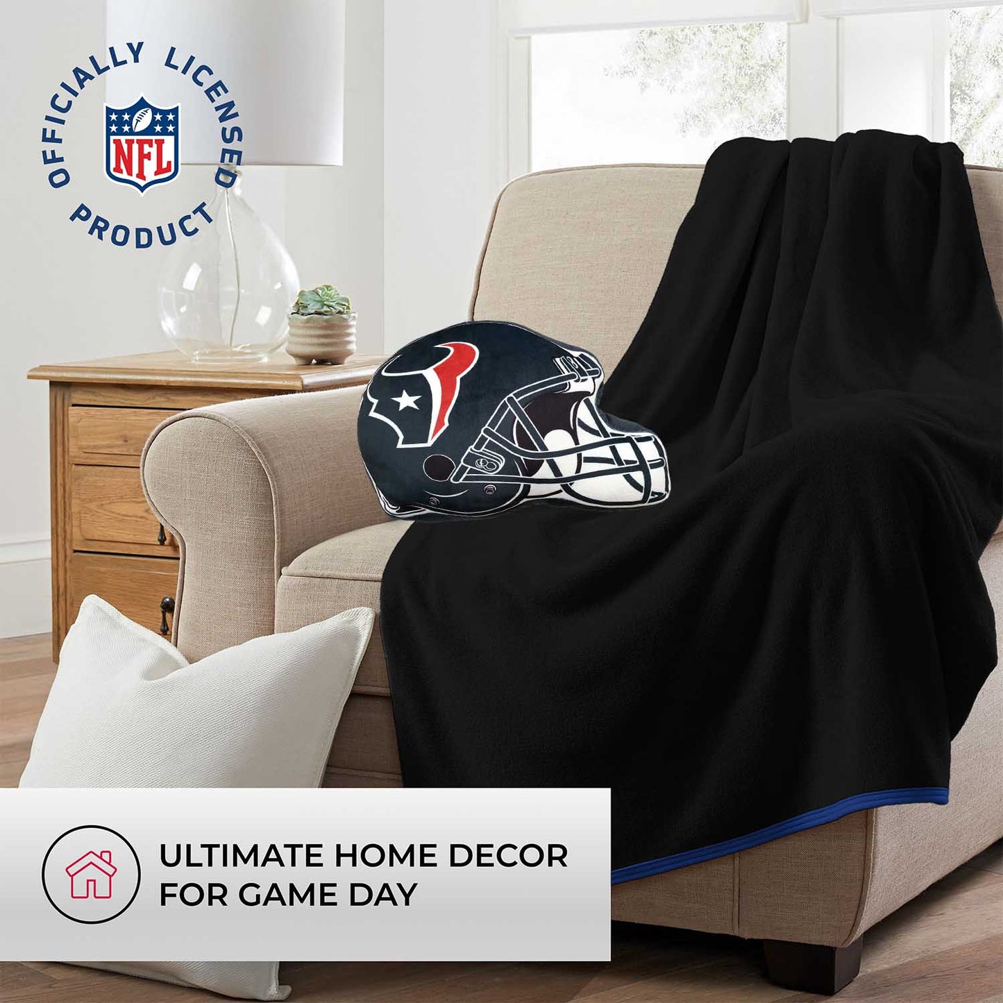 Houston Texans NFL Helmet Football Super Soft Plush Pillow - Navy