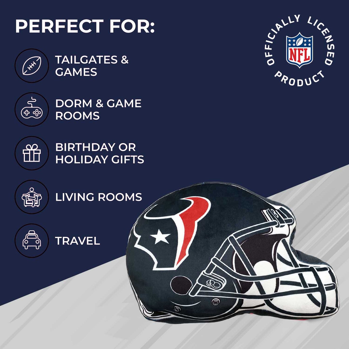 Houston Texans NFL Helmet Football Super Soft Plush Pillow - Navy