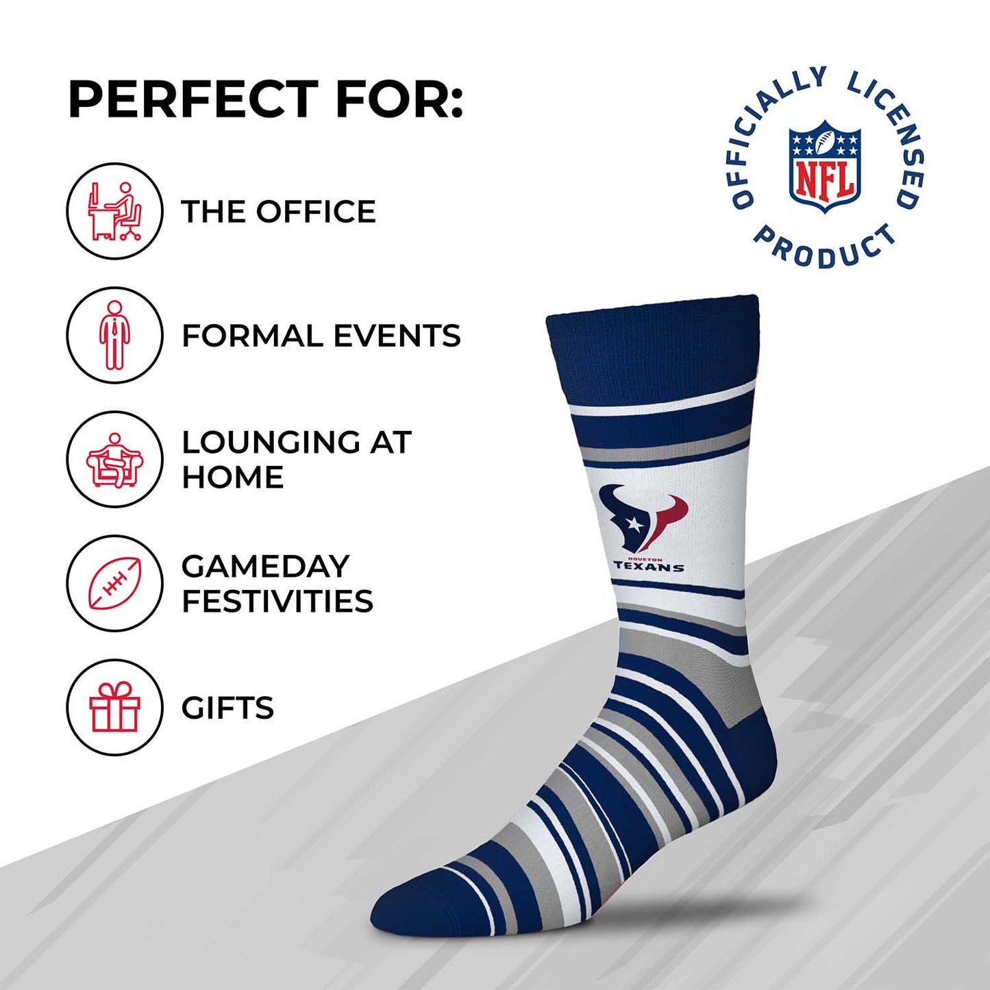 Houston Texans NFL Adult Striped Dress Socks - Navy