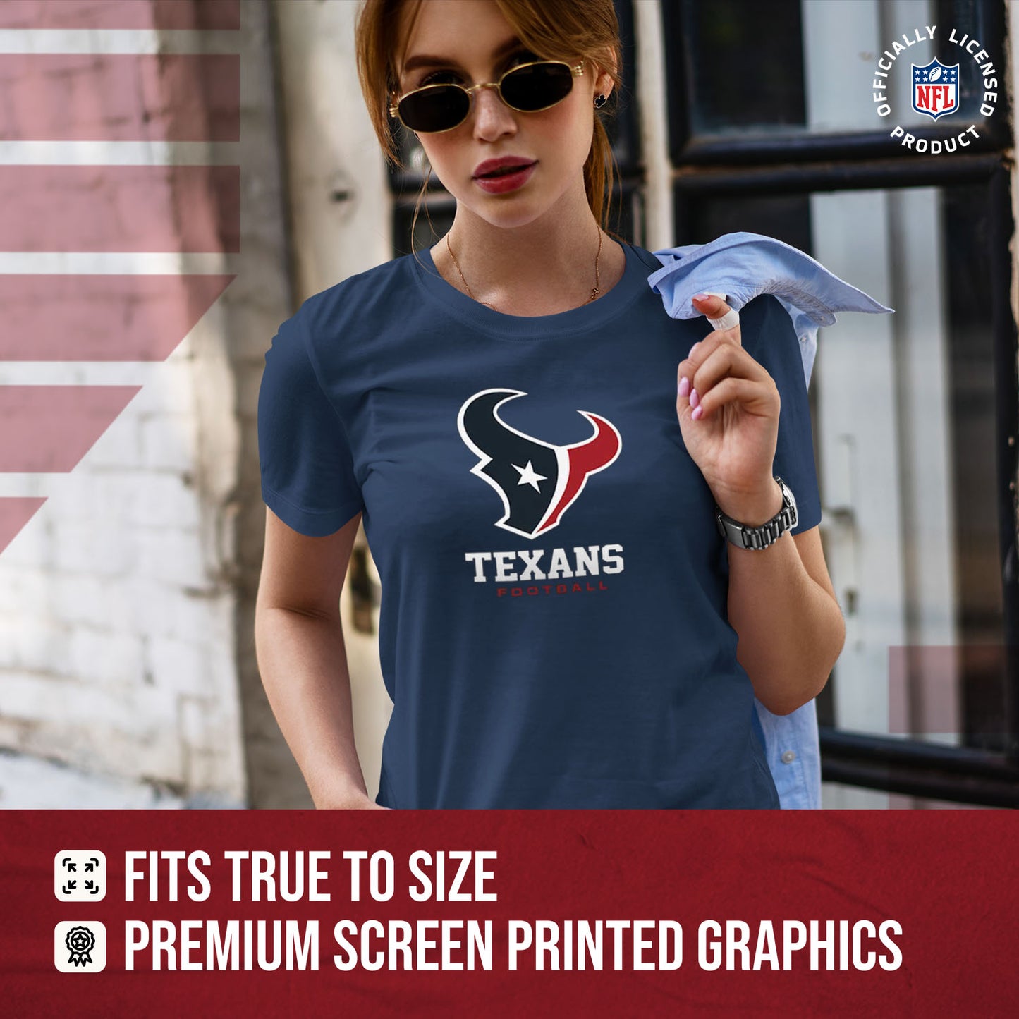 Houston Texans Women's NFL Ultimate Fan Logo Short Sleeve T-Shirt - Navy
