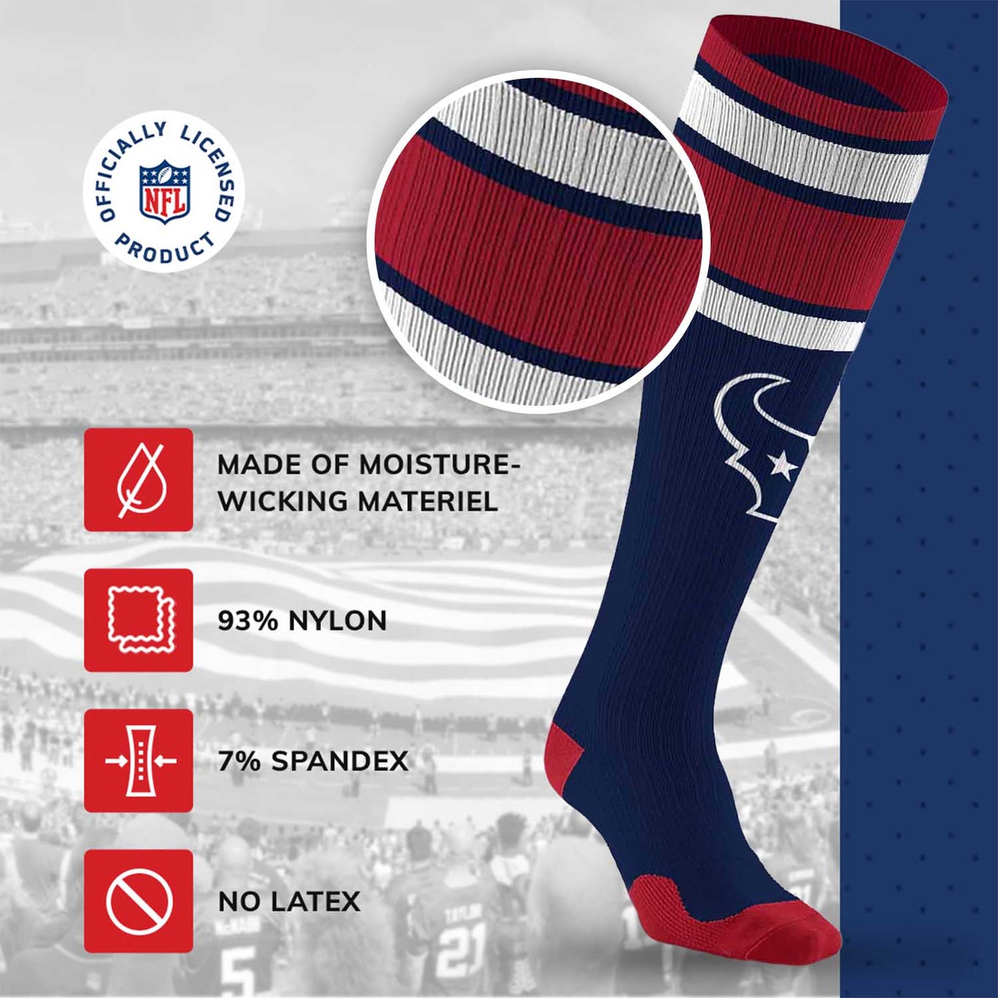 Houston Texans NFL Adult Knee High-Performance Socks - Navy