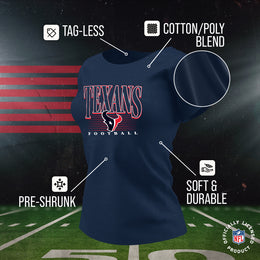 Houston Texans NFL Womens Overtime Blueprint Tag-Less T-Shirt - Navy