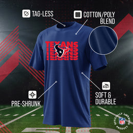 Houston Texans NFL Youth Repeating Logo Football T-Shirt Unisex Tag Free Comfortable - Navy