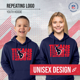 Houston Texans NFL Youth Repeating Logo Football Fleece Hooded Sweatshirt - Navy