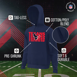 Houston Texans NFL Youth Repeating Logo Football Fleece Hooded Sweatshirt - Navy