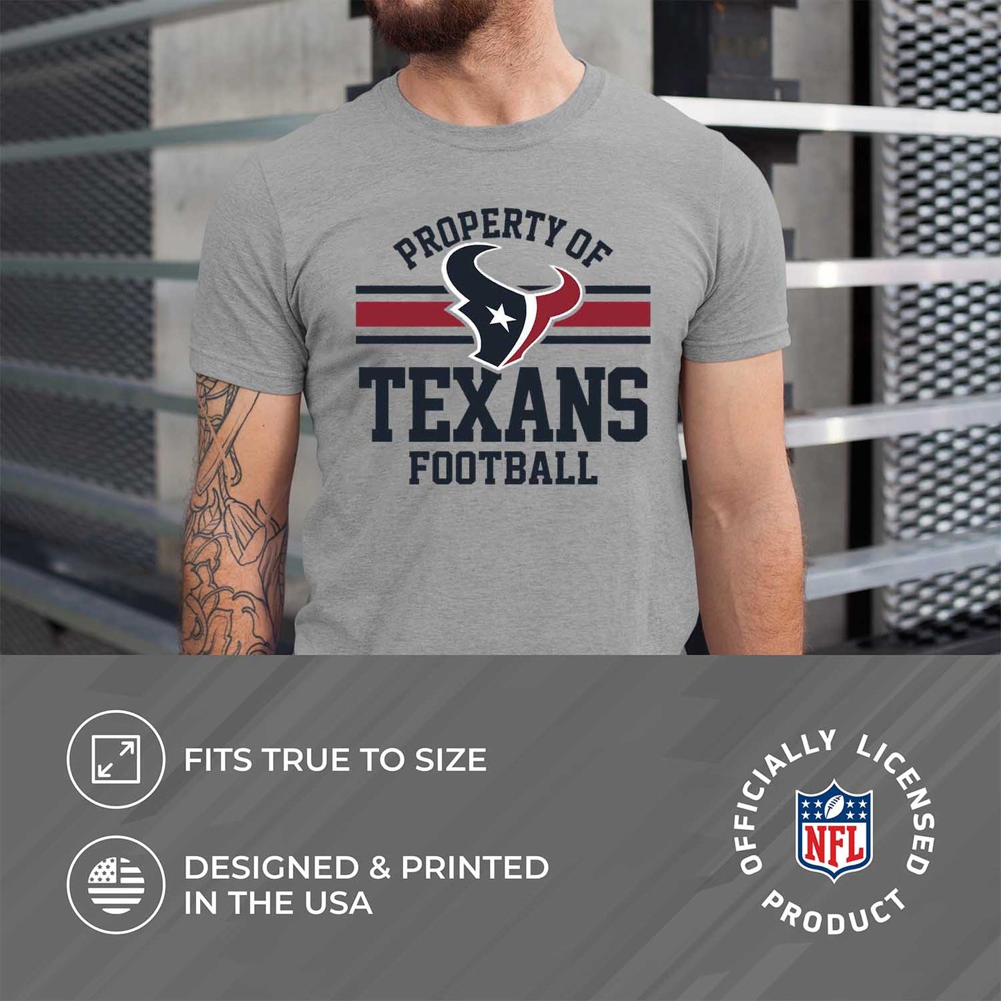 Houston Texans NFL Adult Property Of T-Shirt - Sport Gray