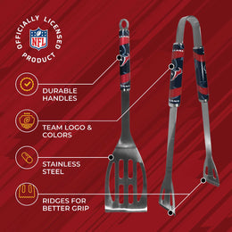 Houston Texans NFL Two Piece Grilling Tools Set with 2 Magnet Chip Clips - Chrome