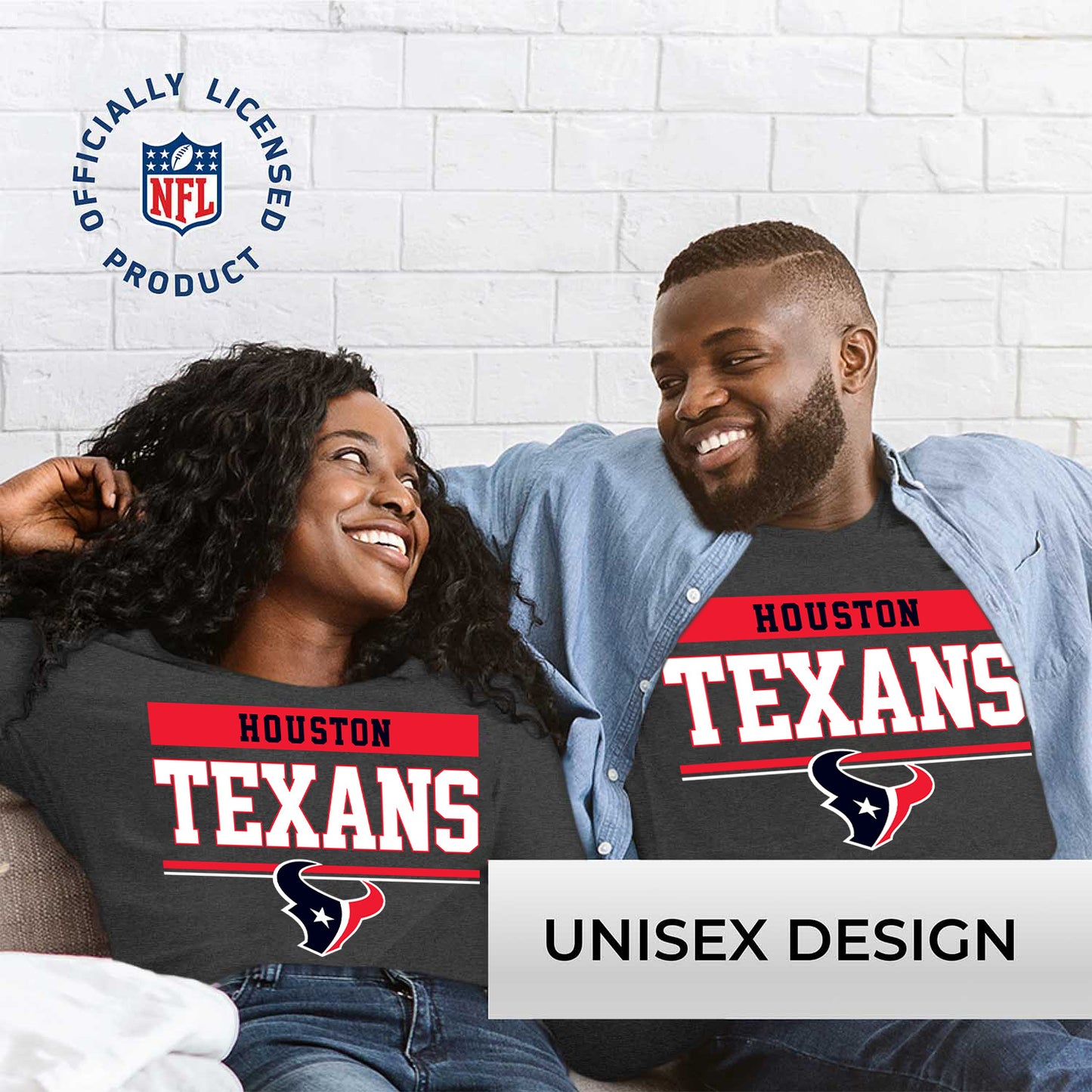 Houston Texans NFL Adult Long Sleeve Team Block Charcoal Crewneck Sweatshirt - Charcoal