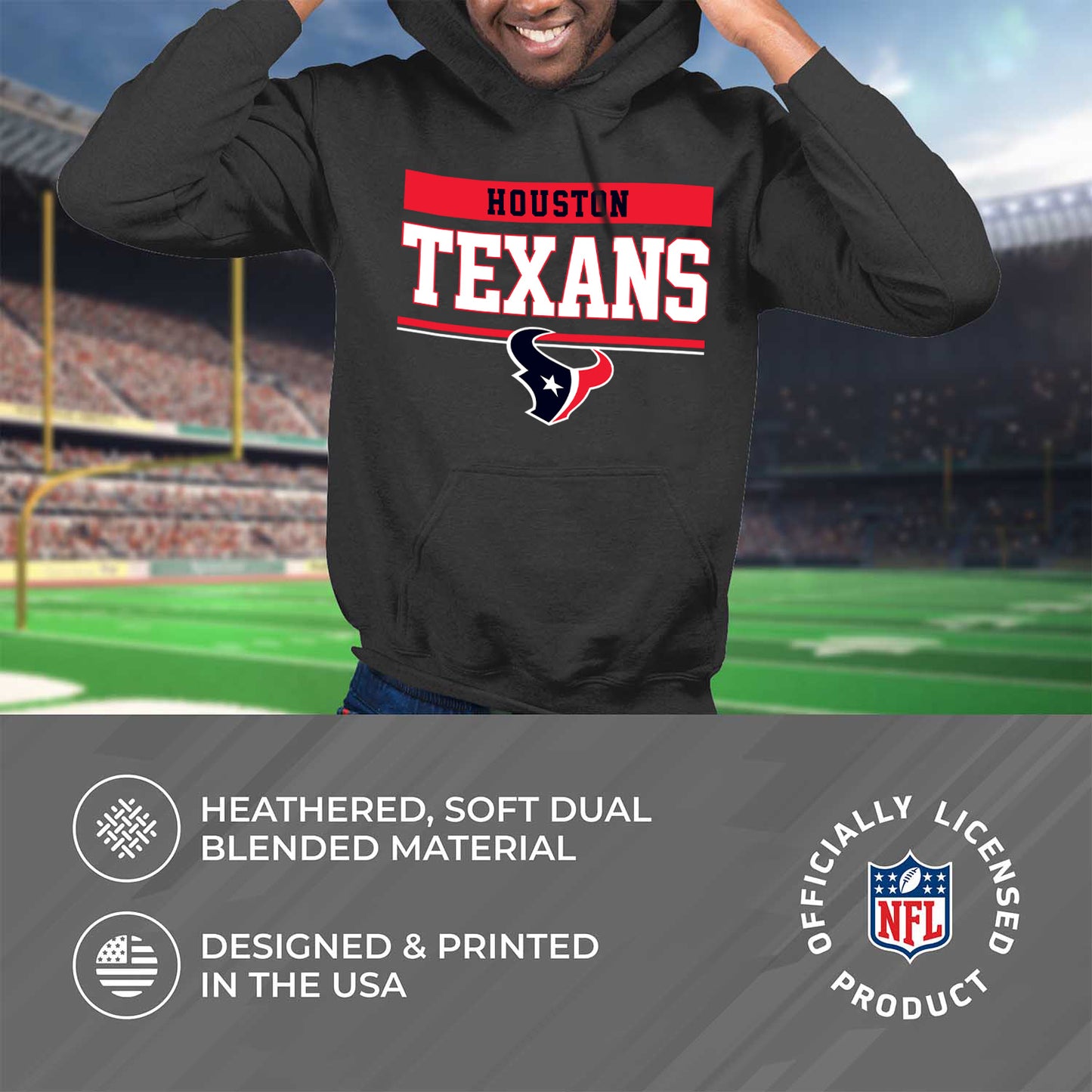 Houston Texans NFL Adult Gameday Charcoal Hooded Sweatshirt - Charcoal