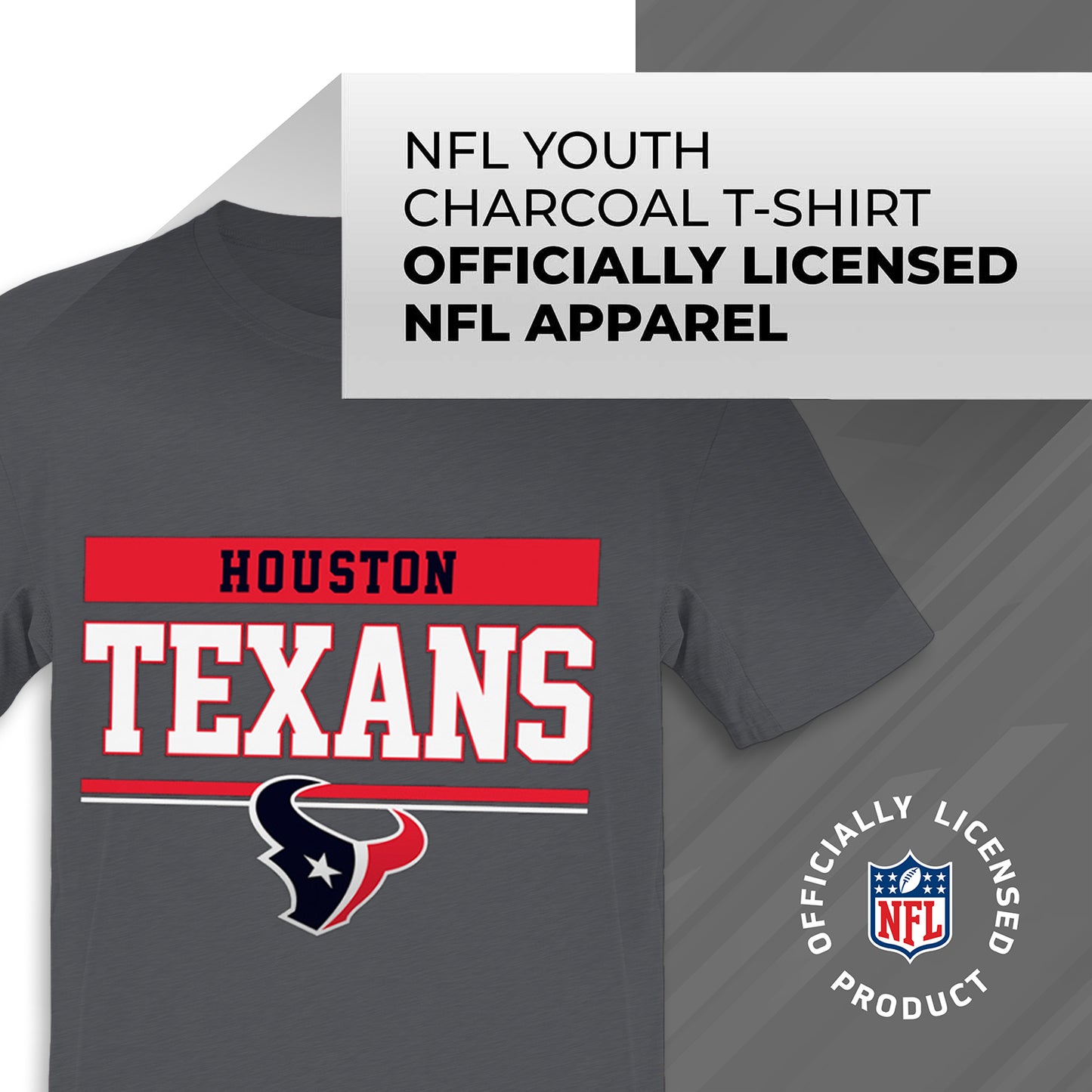 Houston Texans NFL Youth Short Sleeve Charcoal T Shirt - Charcoal