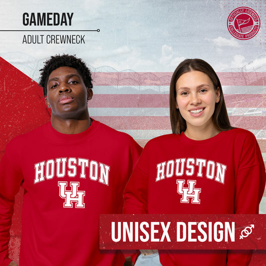 Houston Cougars Adult Arch & Logo Soft Style Gameday Crewneck Sweatshirt - Red