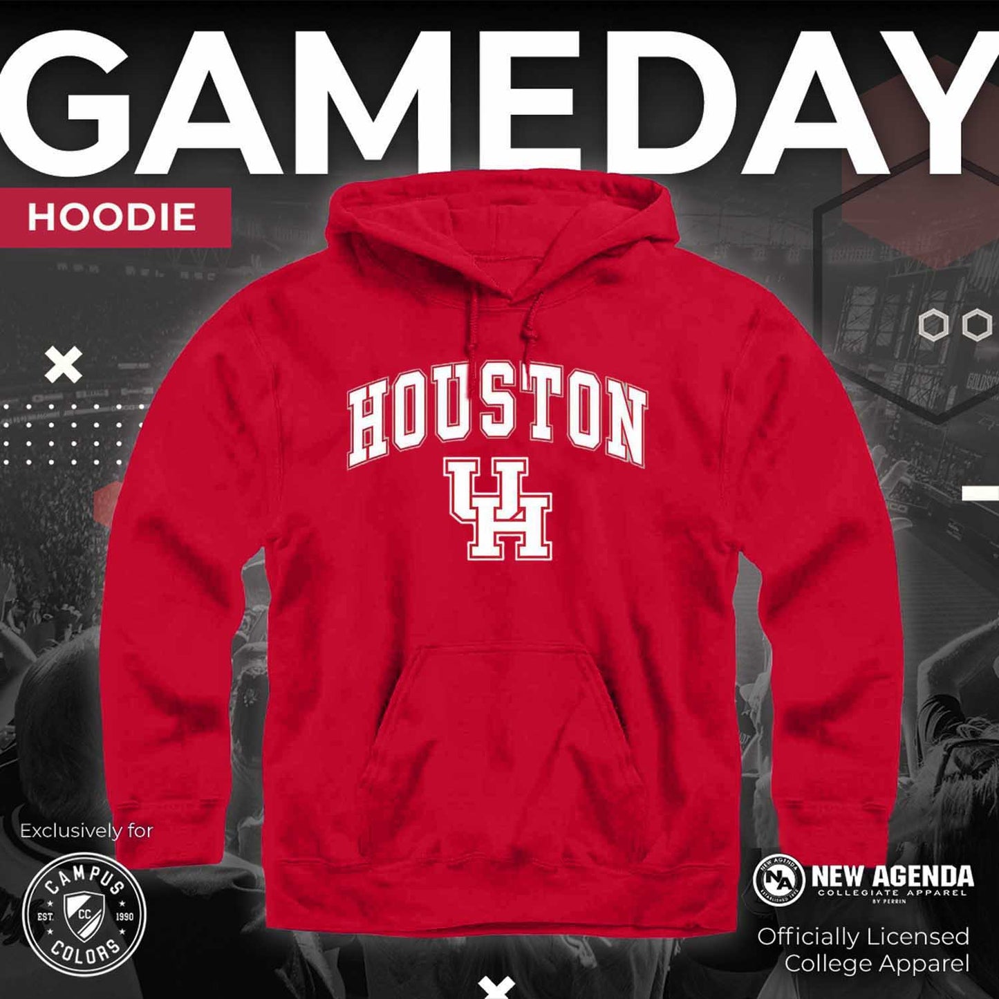 Houston Cougars Adult Arch & Logo Soft Style Gameday Hooded Sweatshirt - Red