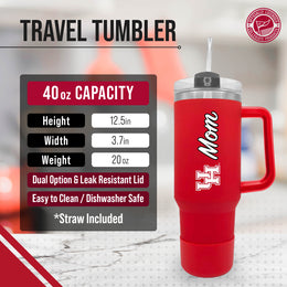 Houston Cougars Collegiate 40oz Stainless Steel Travel Tumbler with Handle for Mom - Red