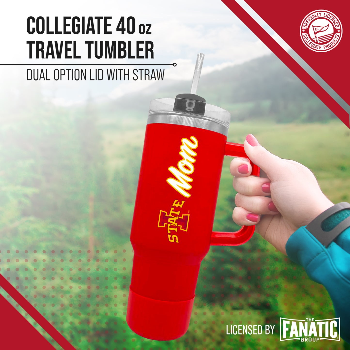 Iowa State Cyclones Collegiate 40oz Stainless Steel Travel Tumbler with Handle for Mom - Cardinal