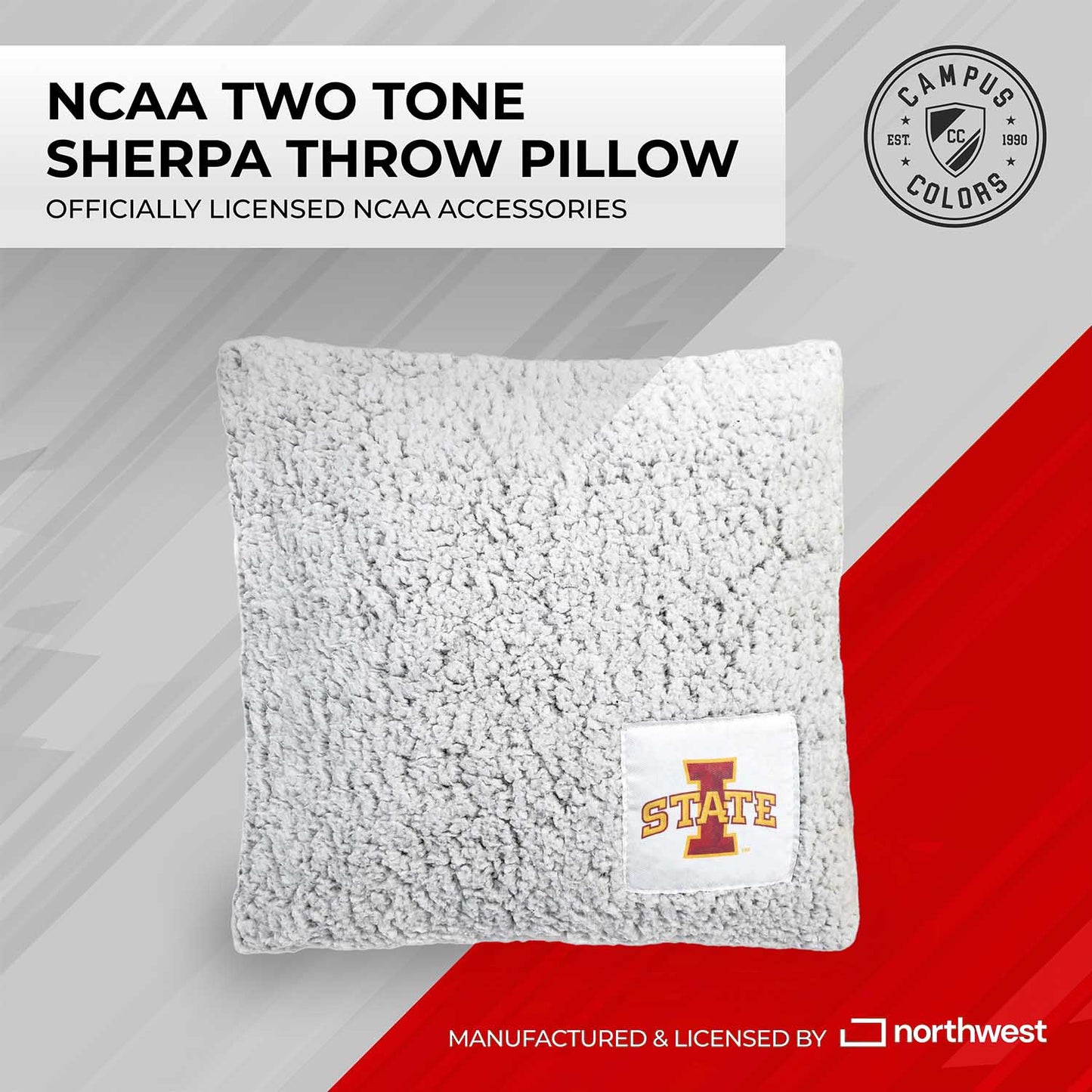 Iowa State Cyclones Two Tone Sherpa Throw Pillow - Team Color