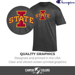 Iowa State Cyclones Champion Adult NCAA Soft Style Mascot Tagless T-Shirt - Charcoal