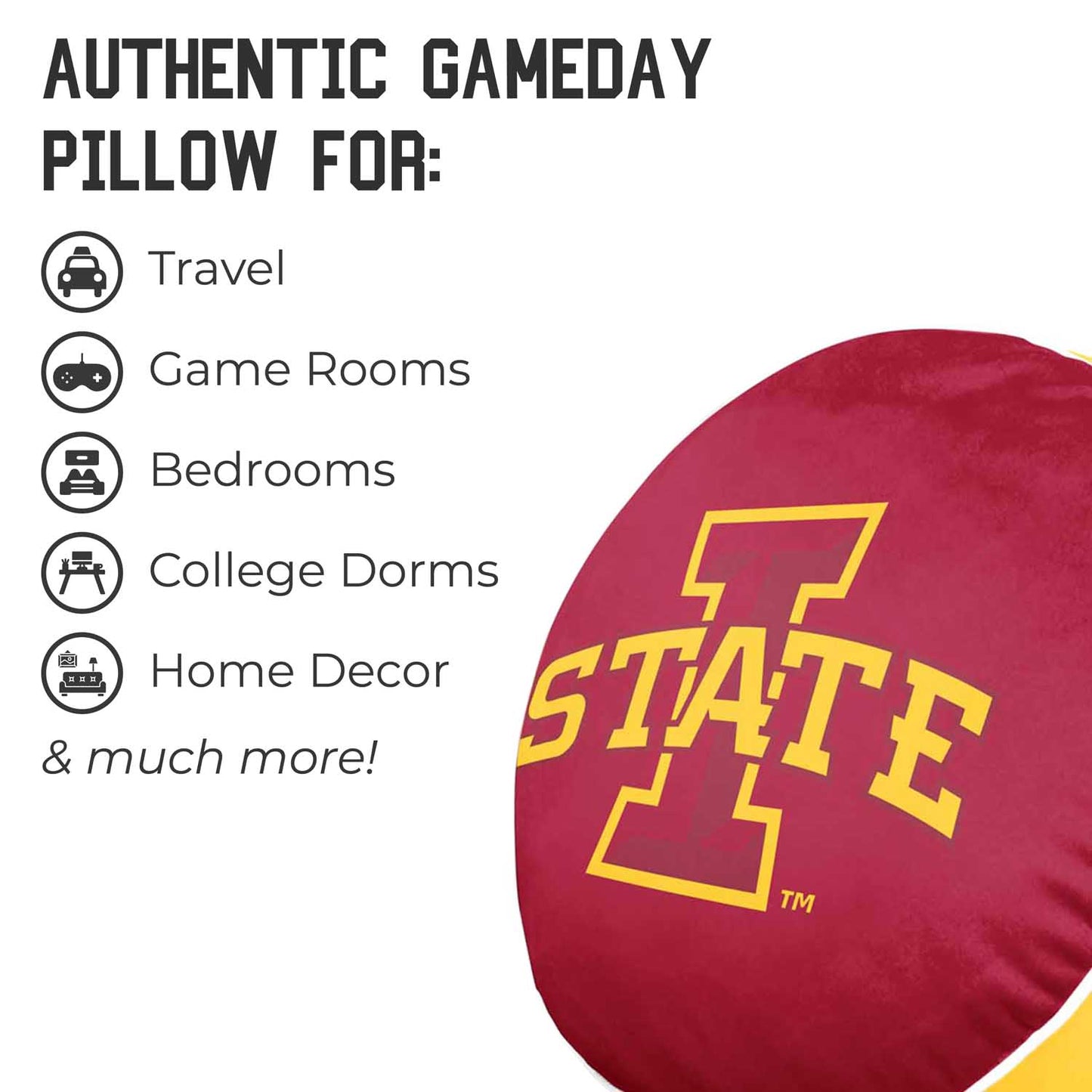 Iowa State Cyclones Team Logo 15 Inch Ultra Soft Stretch Plush Pillow - Maroon