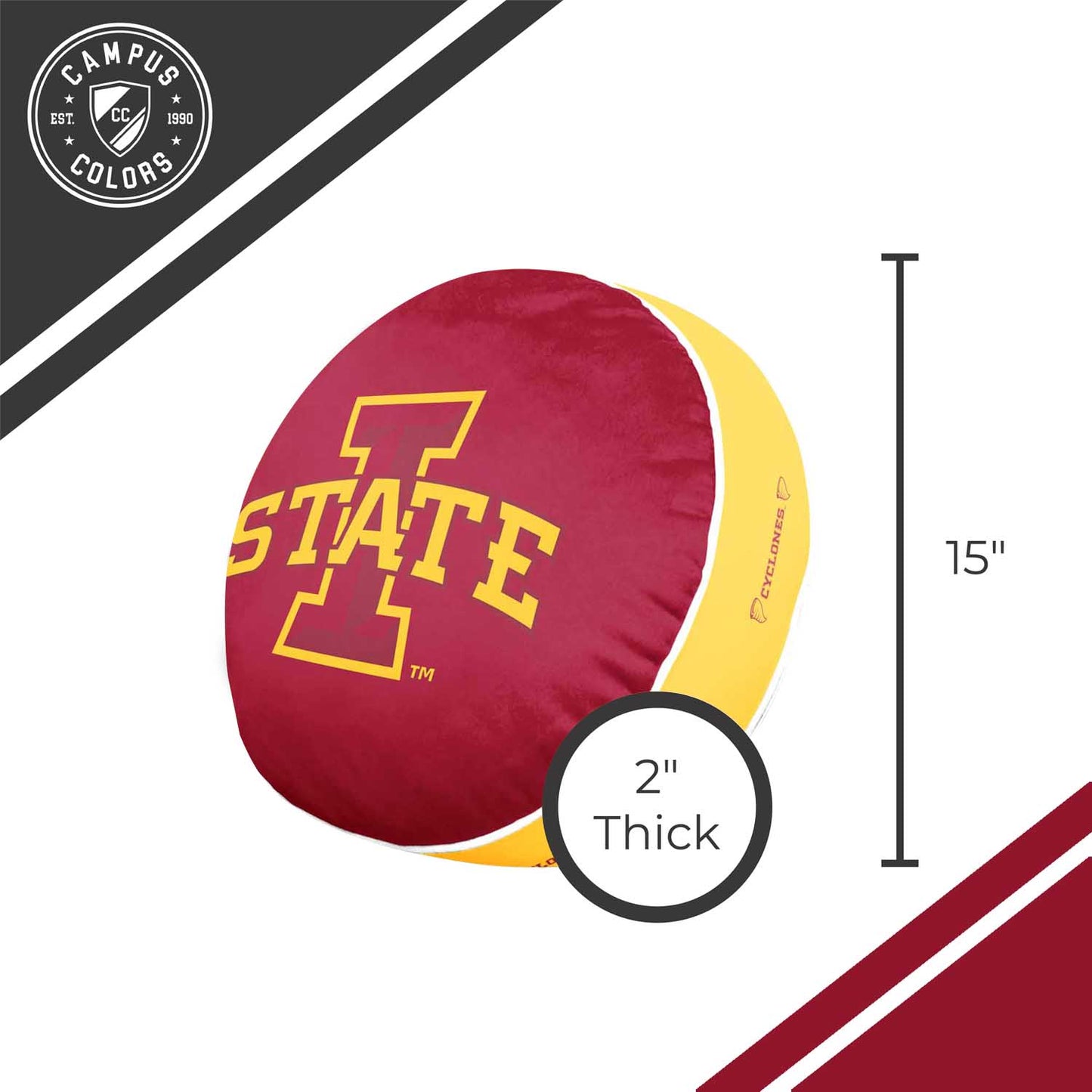 Iowa State Cyclones Team Logo 15 Inch Ultra Soft Stretch Plush Pillow - Maroon