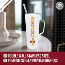 Iowa State Cyclones NCAA Stainless Steal 20oz Roadie With Handle & Dual Option Lid With Straw - White