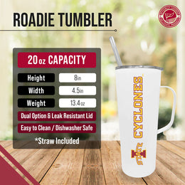 Iowa State Cyclones NCAA Stainless Steal 20oz Roadie With Handle & Dual Option Lid With Straw - White