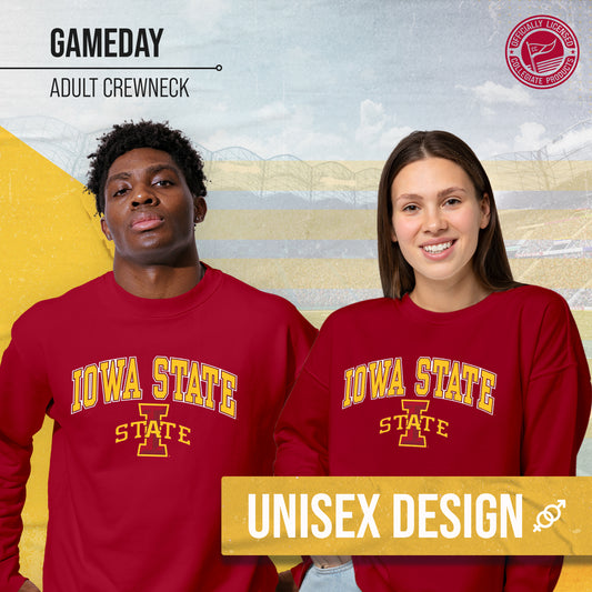 Iowa State Cyclones Campus Colors Adult Arch & Logo Soft Style Gameday Crewneck Sweatshirt  - Cardinal