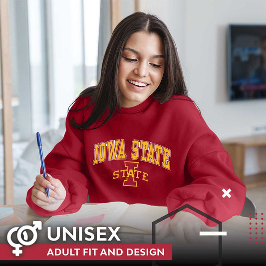 Iowa State Cyclones Campus Colors Adult Arch & Logo Soft Style Gameday Crewneck Sweatshirt  - Cardinal