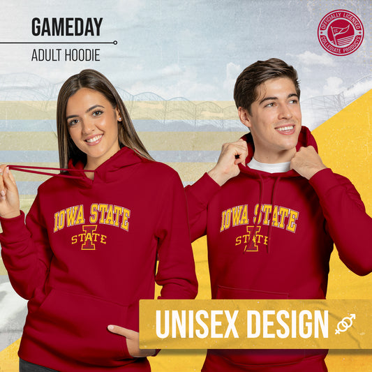 Iowa State Cyclones Campus Colors Adult Arch & Logo Soft Style Gameday Hooded Sweatshirt  - Cardinal