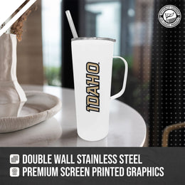 Idaho Vandals NCAA Stainless Steel 20oz Roadie With Handle & Dual Option Lid With Straw - White