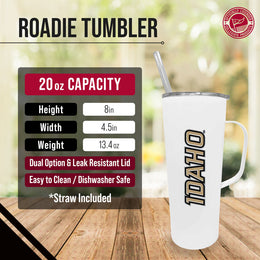 Idaho Vandals NCAA Stainless Steel 20oz Roadie With Handle & Dual Option Lid With Straw - White