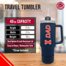 Illinois Fighting Illini Collegiate 40oz Stainless Steel Travel Tumbler with Handle for Dad - Navy
