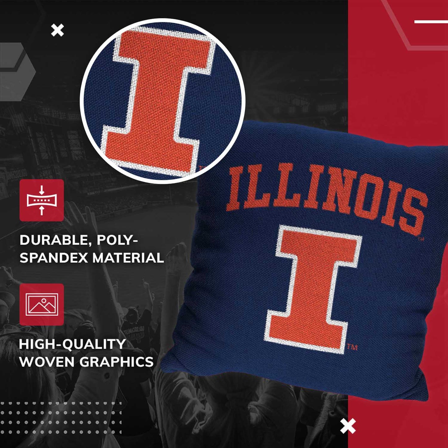 Illinois Fighting Illini NCAA Decorative Pillow - Navy