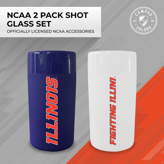 Illinois Fighting Illini College and University 2-Pack Shot Glasses - Team Color