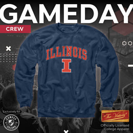 Illinois Fighting Illini Adult Arch & Logo Soft Style Gameday Crewneck Sweatshirt - Navy
