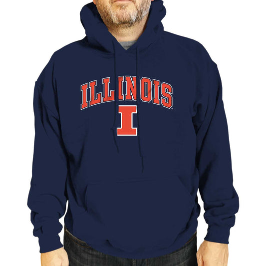 Illinois Fighting Illini Adult Arch & Logo Soft Style Gameday Hooded Sweatshirt - Navy