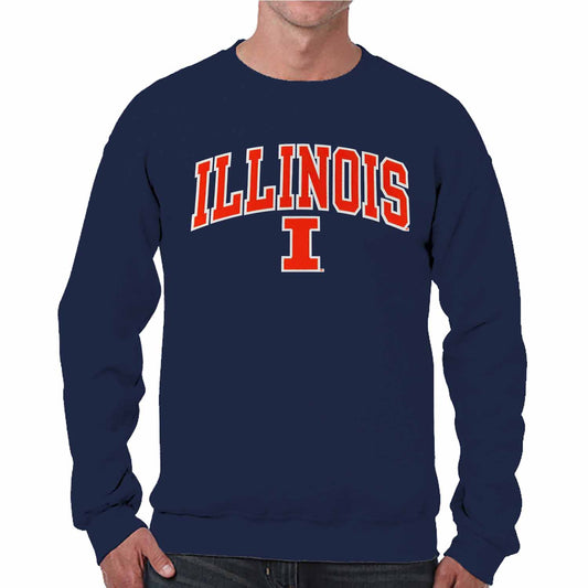 Illinois Fighting Illini NCAA Adult Tackle Twill Crewneck Sweatshirt - Navy