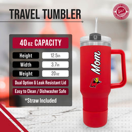 Illinois State Redbirds Collegiate 40oz Stainless Steel Travel Tumbler with Handle for Mom - Red