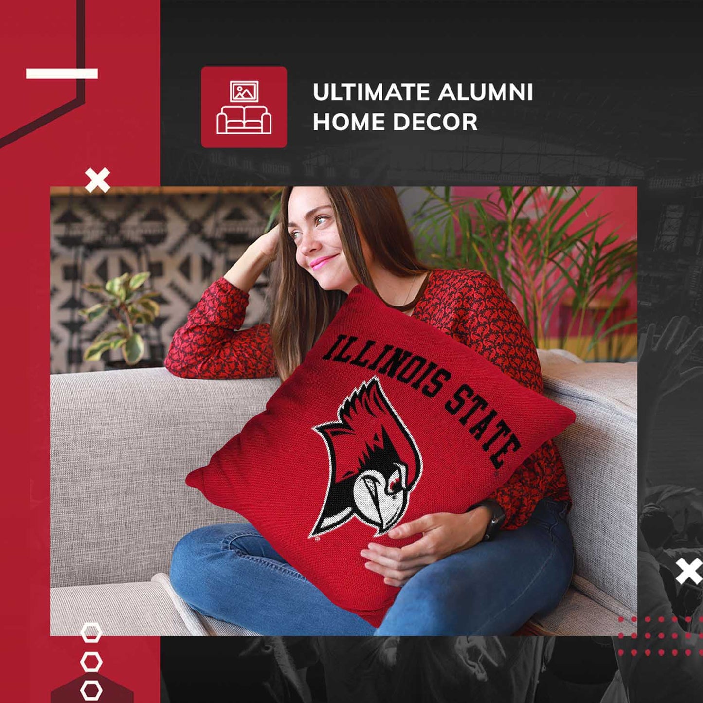 Illinois State Redbirds NCAA Decorative Pillow - Red