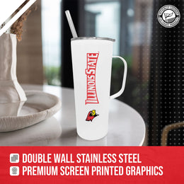 Illinois State Redbirds NCAA Stainless Steel 20oz Roadie With Handle & Dual Option Lid With Straw - White