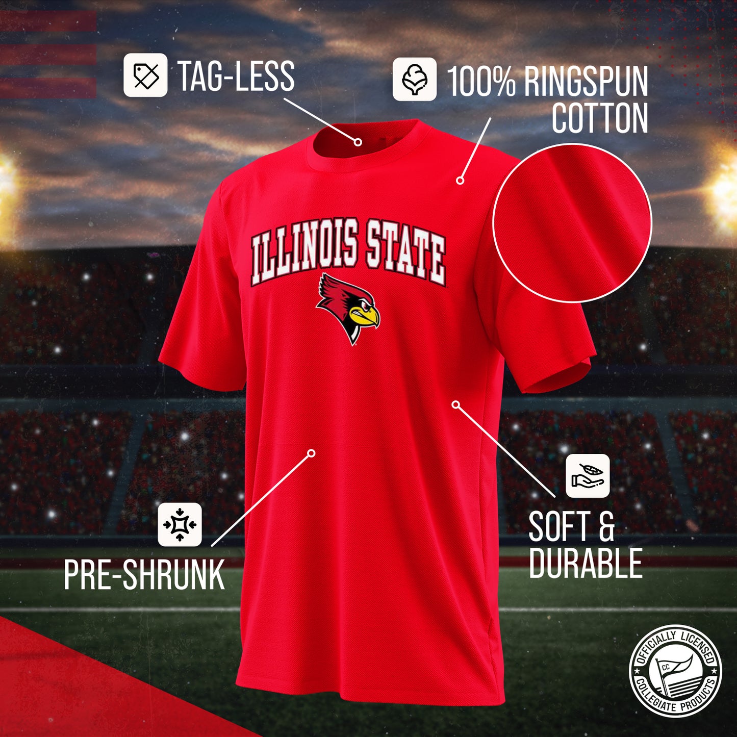 Illinois State Redbirds NCAA Adult Gameday Cotton T-Shirt - Red