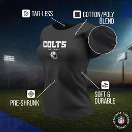 Indianapolis Colts Women's NFL Football Helmet Short Sleeve Tagless T-Shirt - Charcoal