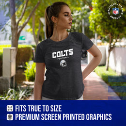 Indianapolis Colts Women's NFL Football Helmet Short Sleeve Tagless T-Shirt - Charcoal