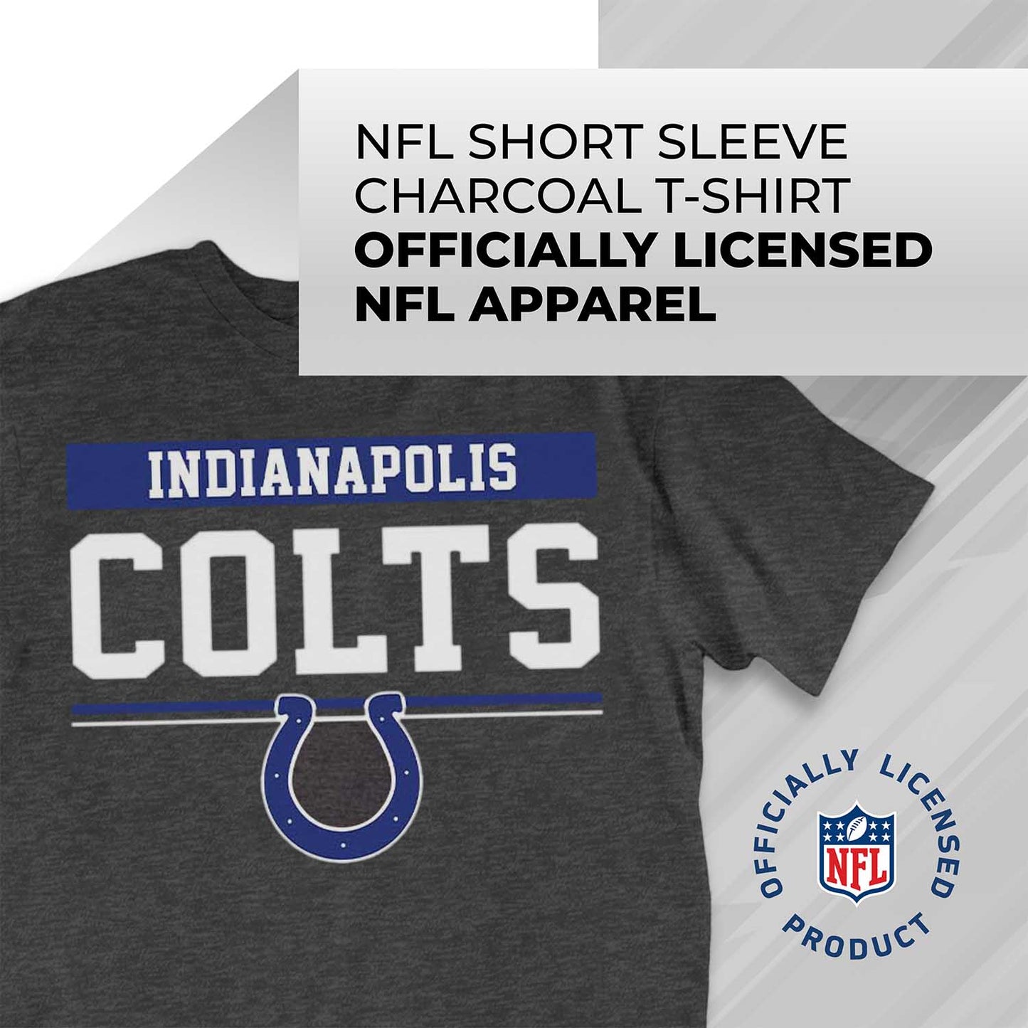 Indianapolis Colts NFL Adult Team Block Tagless T-Shirt - Charcoal